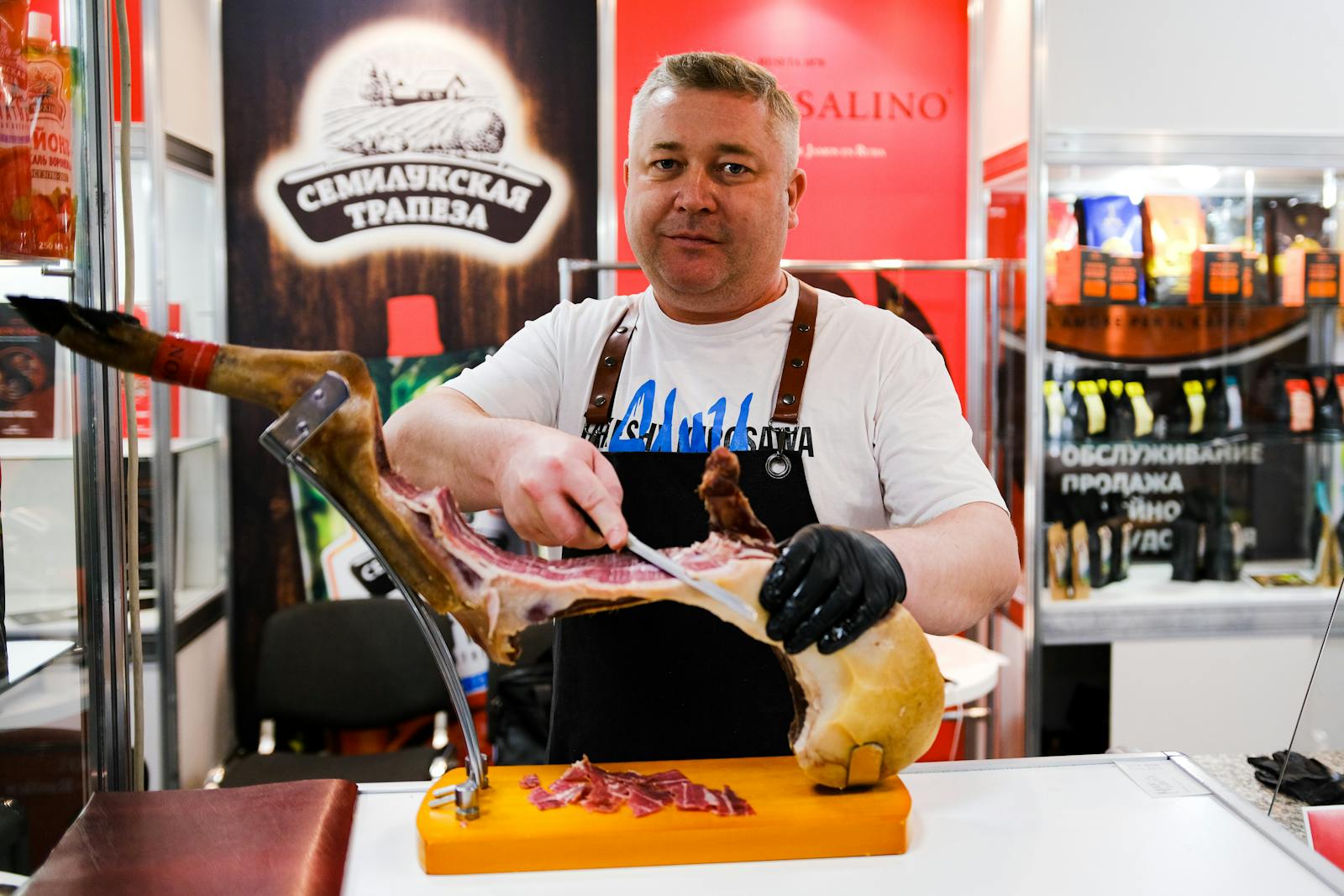 A Butcher Cutting Meat